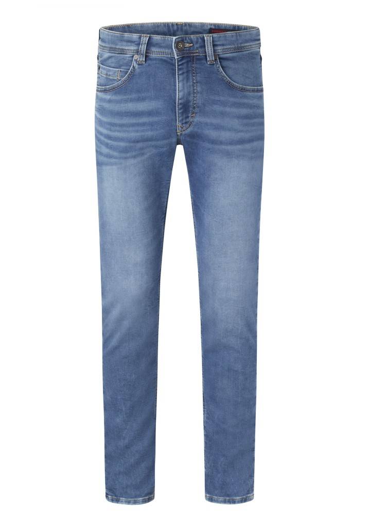Paddocks DEAN MOTION&COMFORT JOGG DENIM schmale Passform - medium blue used moustache Großer Ausverkauf