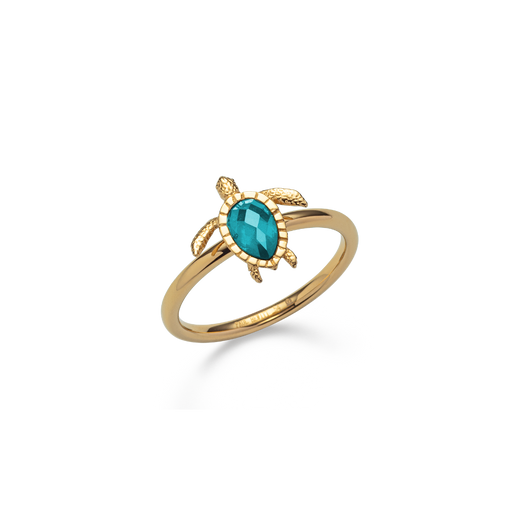 Paul Hewitt Turtle Ring Aquamarine Gold
