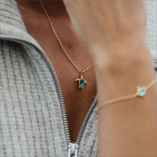 Paul Hewitt Turtle Mono Halskette Aquamarine Gold Wochenangebot