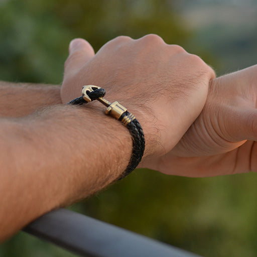 Paul Hewitt Ankerarmband Phrep Messing Leder Schwarz Fabrikpreis