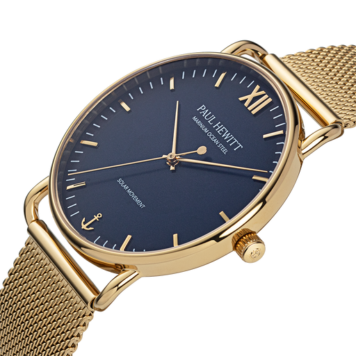 Paul Hewitt Sailor 39 mm Uhr Gold Blau Kauf eins, bekomm eins gratis