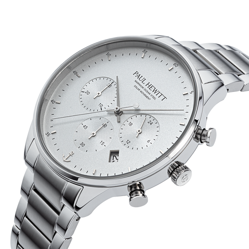 Paul Hewitt Chrono Uhr Silber Weiß Super Sparpreis