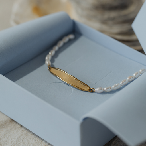 Paul Hewitt Engravable Plate Pearl Armkette Gold Discount Store für neue Produkte