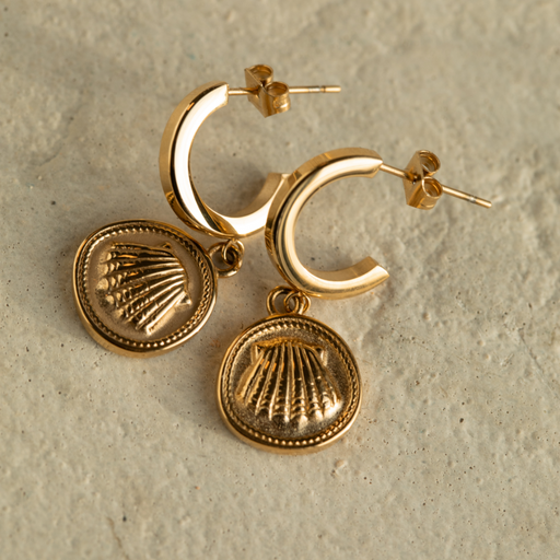 Paul Hewitt Scallop Coin Ohrring Gold Vatertagsangebot