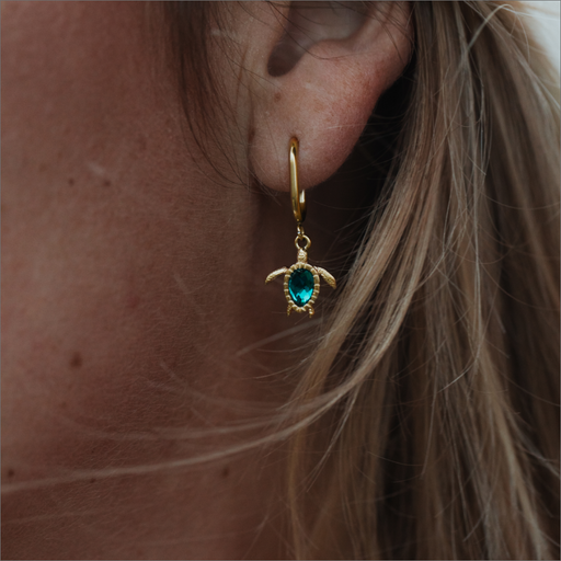 Paul Hewitt Turtle Hoops Ohrring Aquamarine Gold Zeitlich begrenztes Angebot