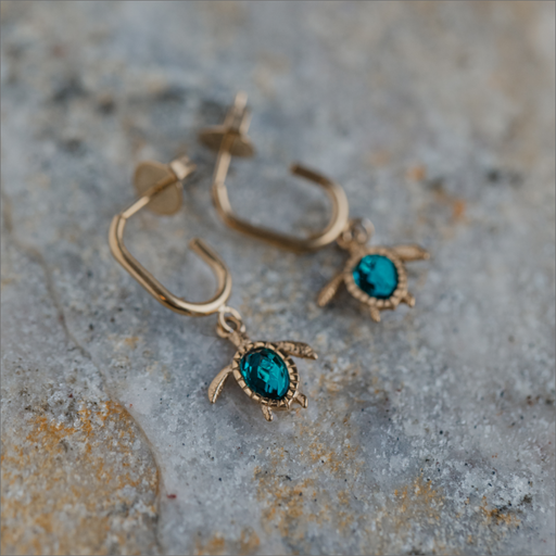 Paul Hewitt Turtle Hoops Ohrring Aquamarine Gold Zeitlich begrenztes Angebot