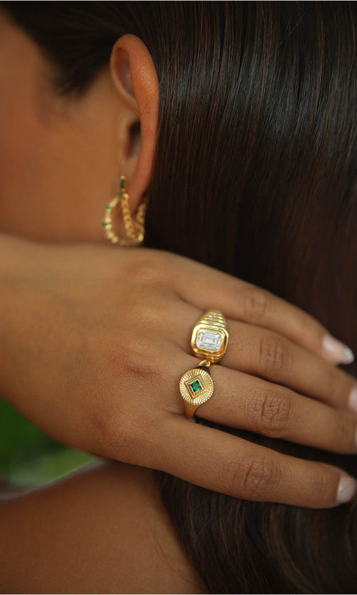 Paul Valentine Emerald Ring White Riesige Rabatte