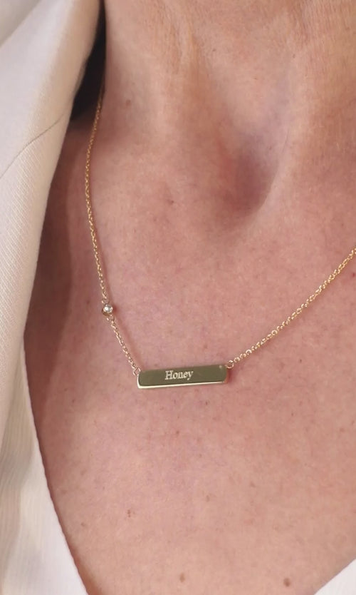 Paul Valentine Gravierbare Rectangle Halskette im Angebot