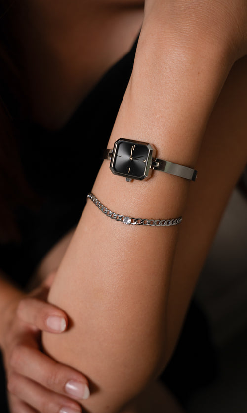 Paul Valentine Ethereal Watch & Curb Bracelet Set Silver JETZT KAUFEN