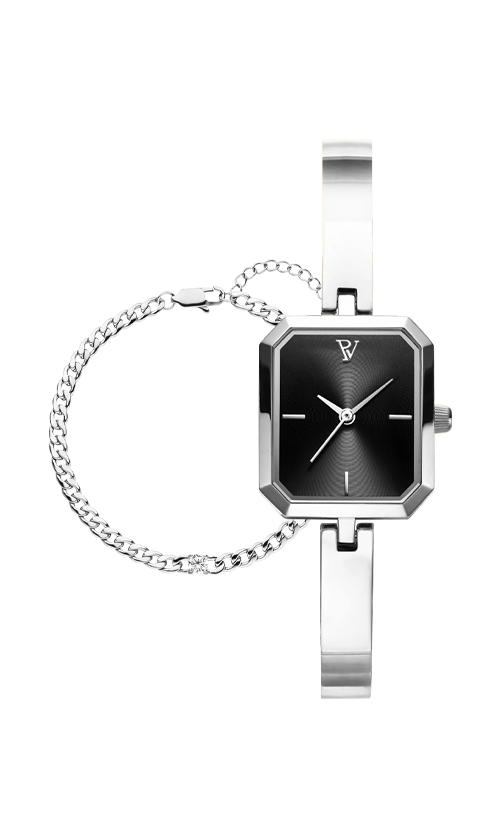 Paul Valentine Ethereal Watch & Curb Bracelet Set Silver JETZT KAUFEN