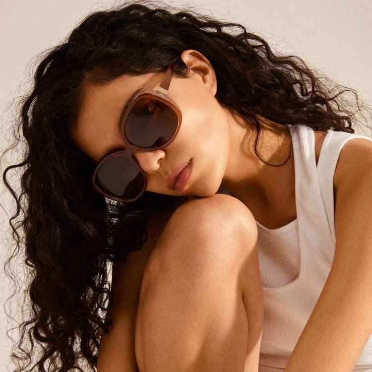 Pilgrim PARKER Retro-Oversized-Sonnenbrille, Hellbraun Flash Sale