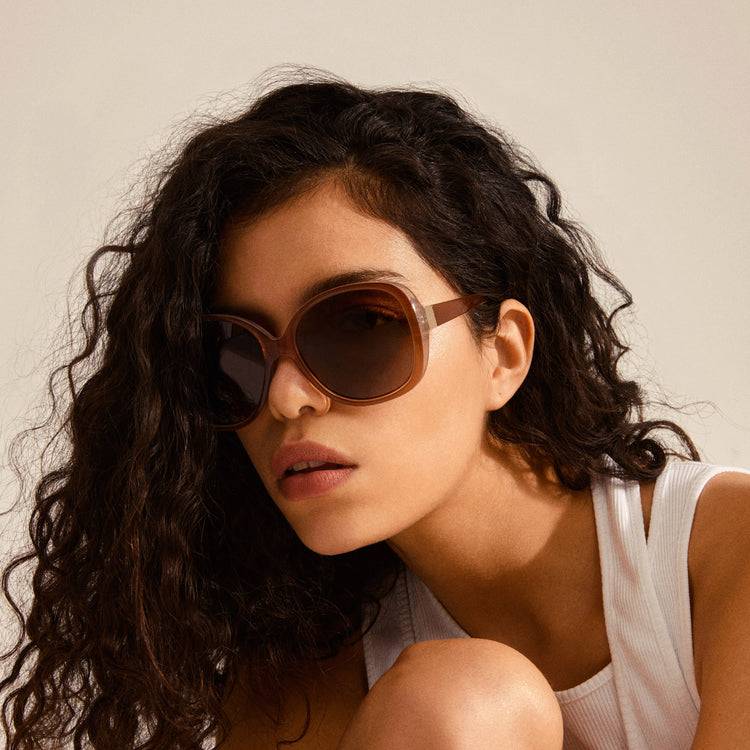 Pilgrim PARKER Retro-Oversized-Sonnenbrille, Hellbraun Flash Sale