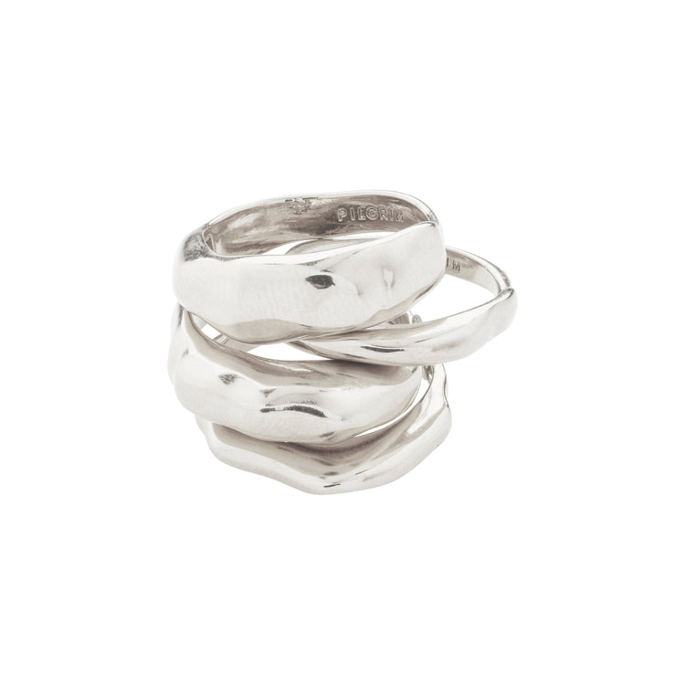 Pilgrim ASHER recycelte Ringe 4-in-1-Set versilbert Top Angebot