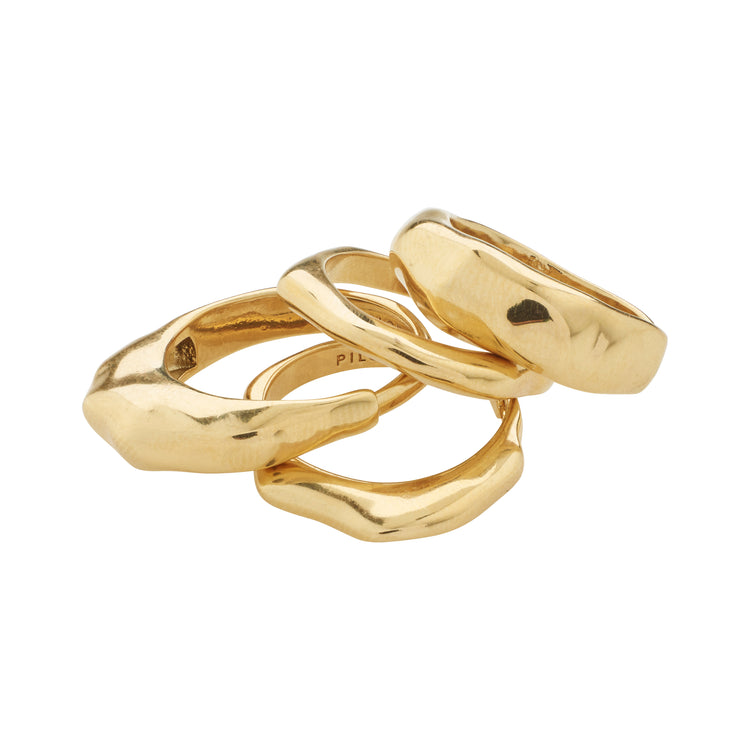 Pilgrim ASHER recycelte Ringe 4-in-1-Set vergoldet