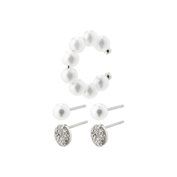 Pilgrim BEAT Ohrringe und Cuff, 3-in-1-Set, versilbert