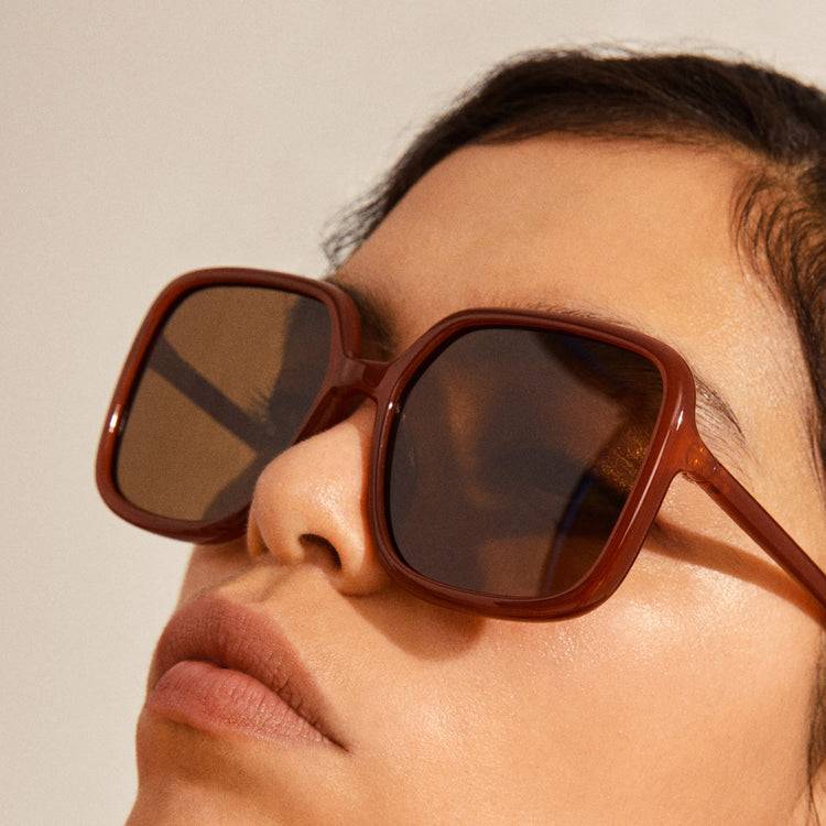 Pilgrim MILAN oversized Retro-Sonnenbrille braun Jubiläumsangebot