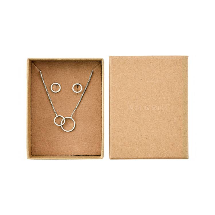 Pilgrim Viviane recyceltes Set, Halskette & Ohrstecker, versilbert Tiefpreis