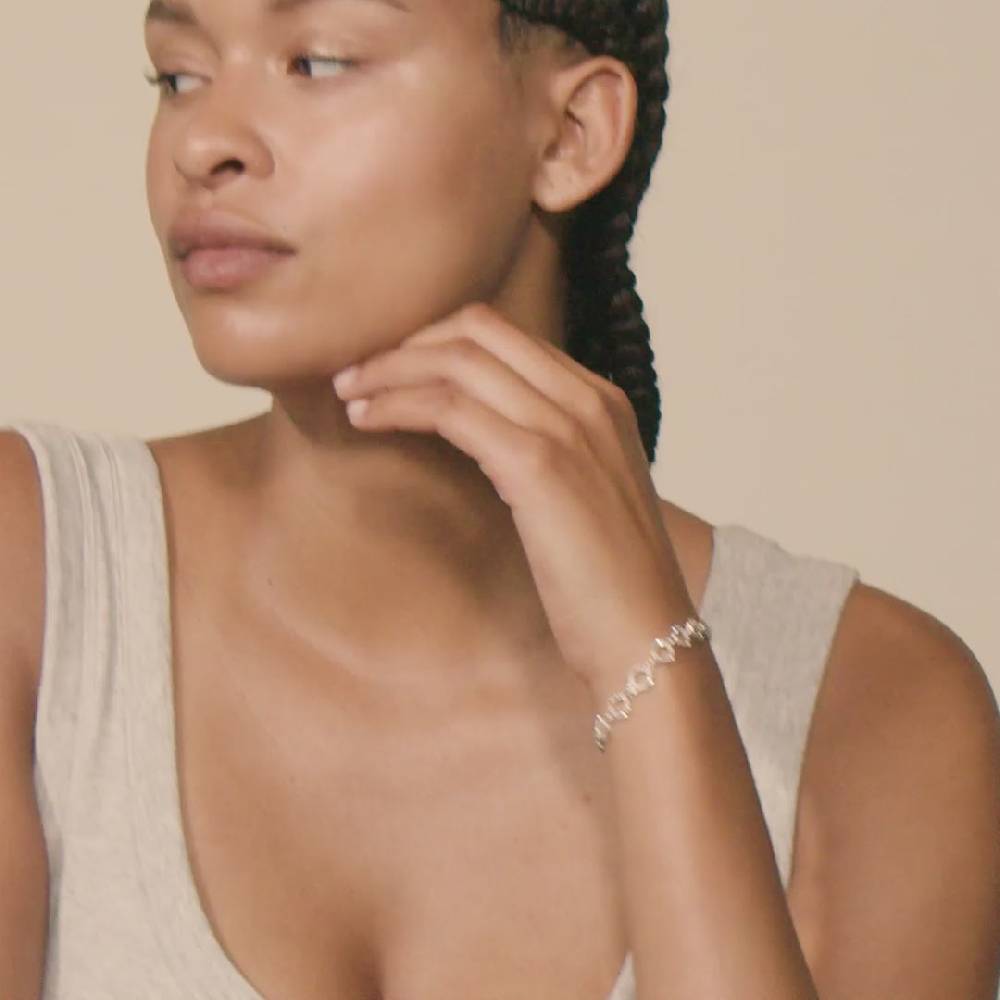 Pilgrim ROGUE recyceltes Halo-Kristall-Armband, versilbert im Angebot