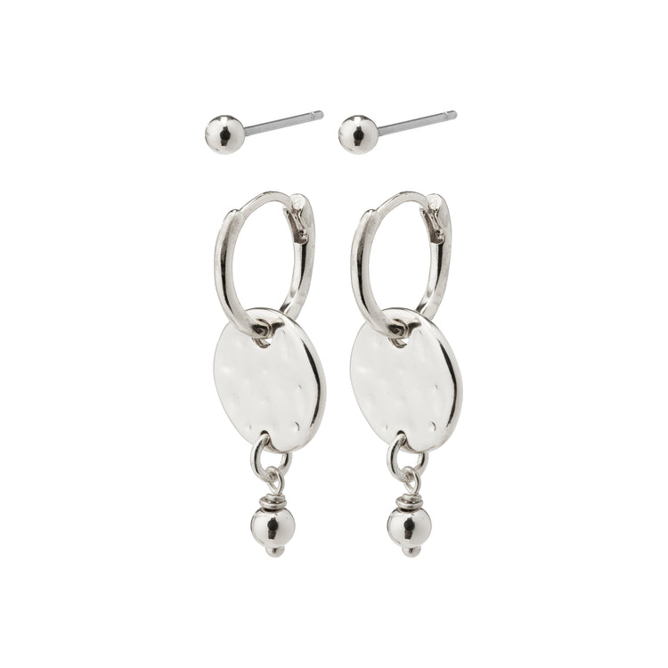 Pilgrim MSF Geschenkset, Münz-Hoops & Ohrstecker, versilbert Bis zu 60% Rabatt