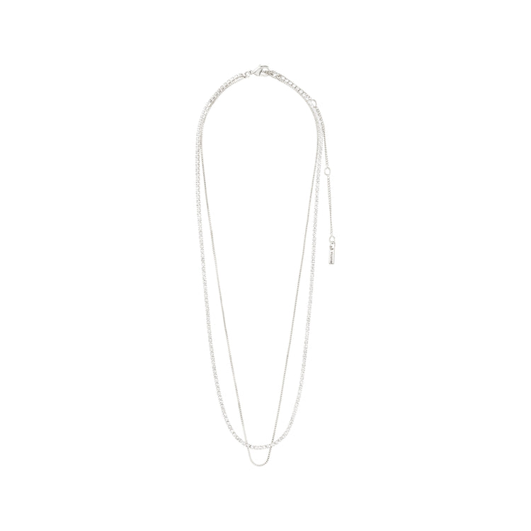 Pilgrim MILLE Kristall-Halskette, 2-in-1, versilbert Bis zu 55% Rabatt