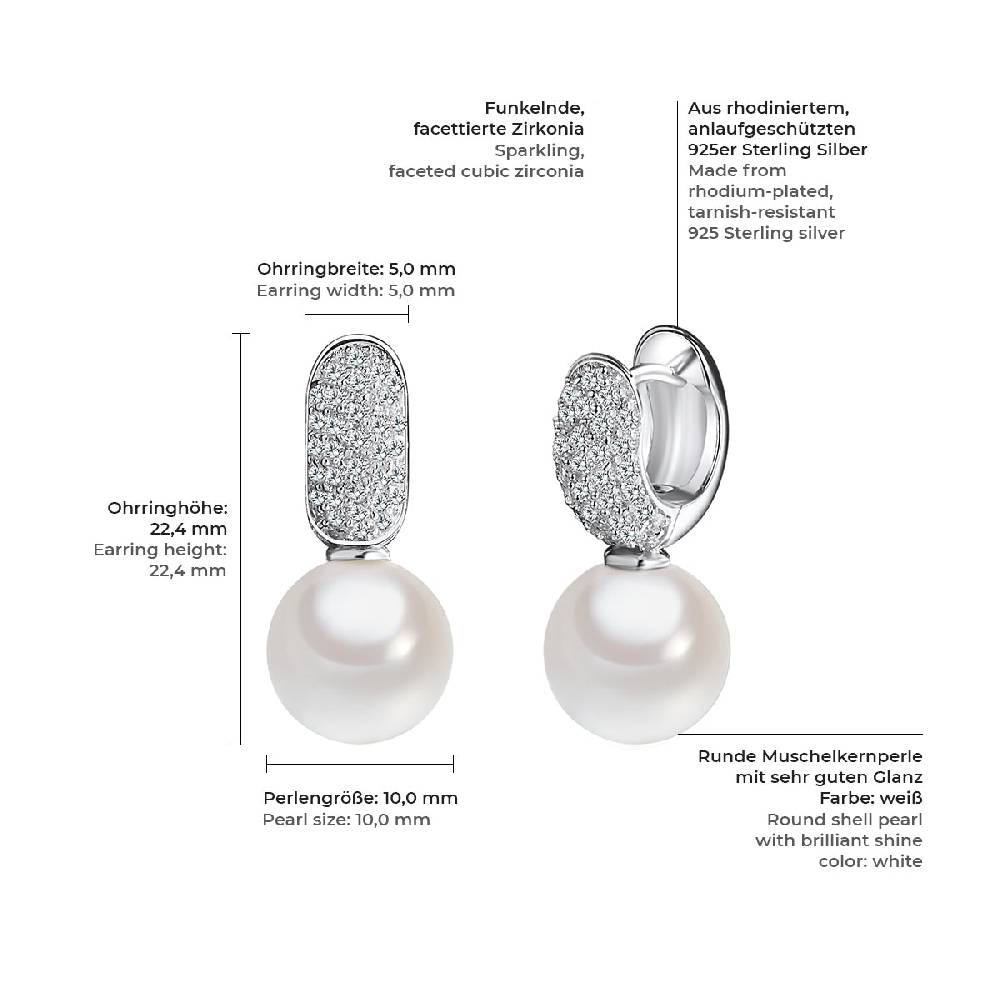 Rafaela Donata Ohrhänger Sterling Silber Südsee-Muschelkernperle weiß Zirkonia weiß Fabrikverkauf