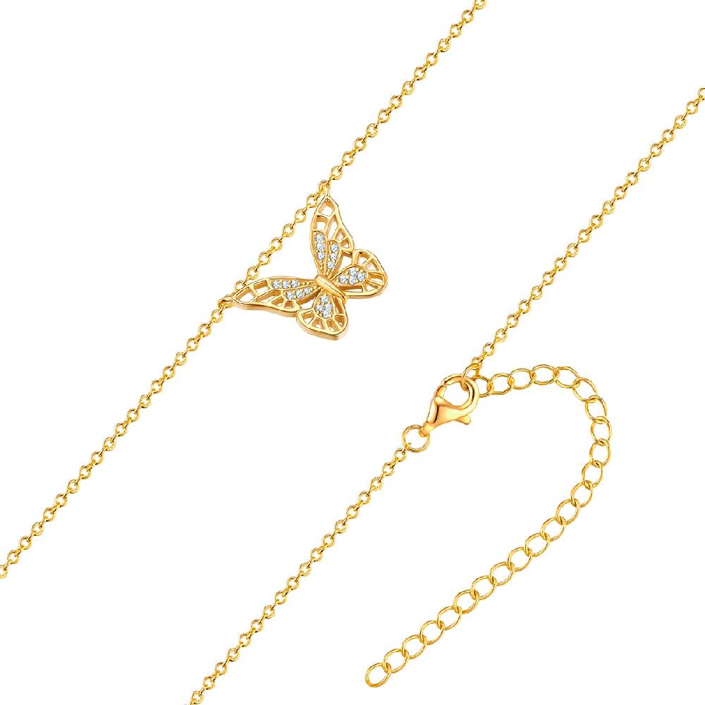 Rafaela Donata Kette mit Anhänger Sterling Silber gelbgold Zirkonia weiß Kostenloser Versand