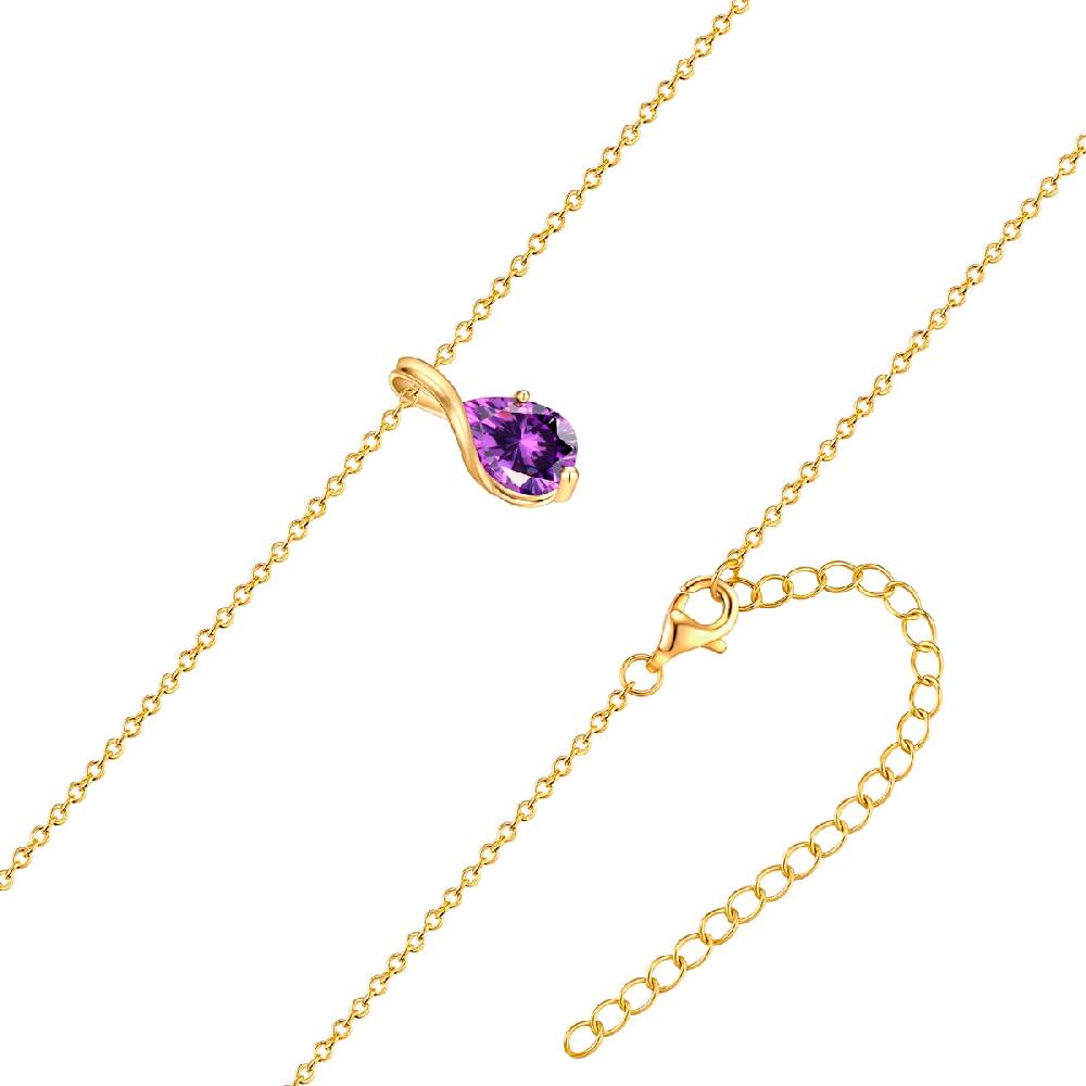 Rafaela Donata Kette mit Anhänger Sterling Silber gelbgold Zirkonia violett Günstig kaufen
