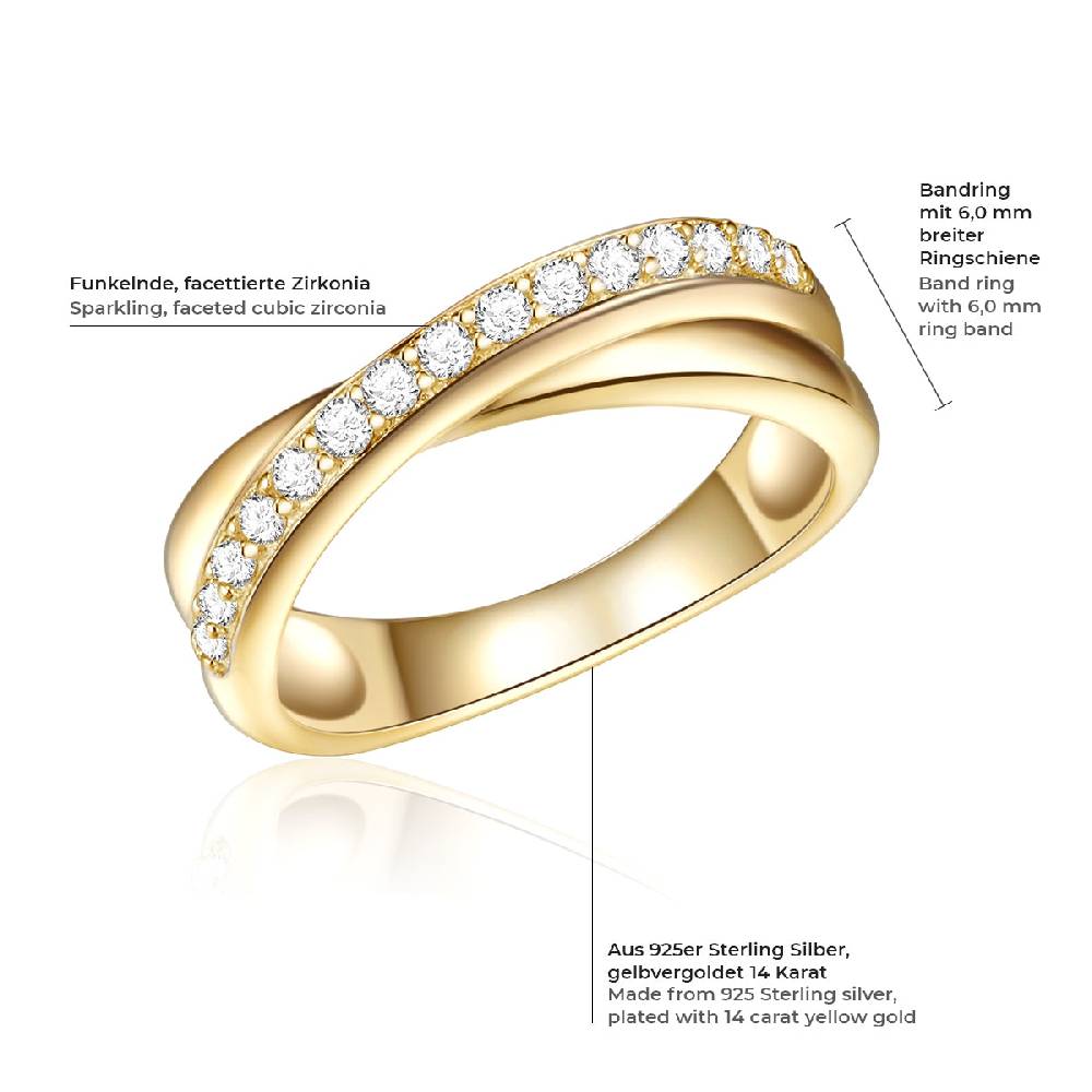 Rafaela Donata Ring Sterling Silber gelbgold Zirkonia weiß Riesige Rabatte