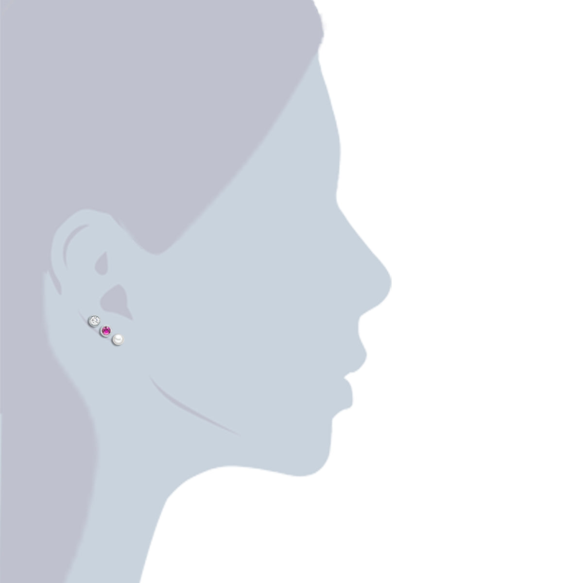 Rafaela Donata 3er Set Ohrstecker Sterling Silber Süßwasser-Zuchtperle weiß verziert mit Kristallen von Swarovski® Begrenzt auf 3 Tage