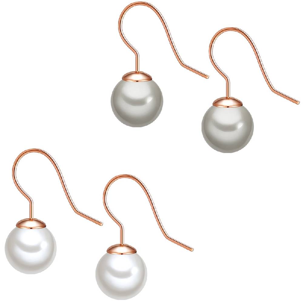 Rafaela Donata 2er Set Perlenohrhänger Sterling Silber roségold Muschelkernperle weiß silbergrau Preisnachlass