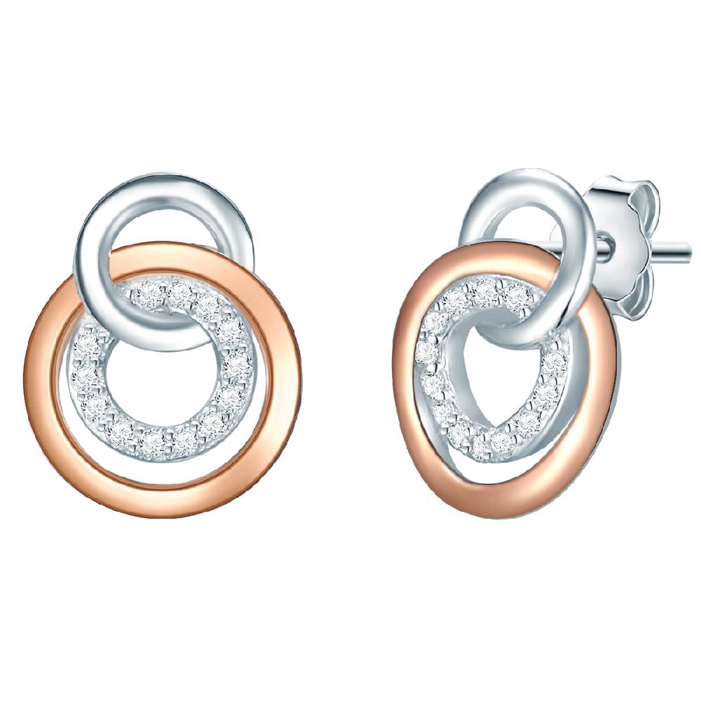 Rafaela Donata Ohrstecker Sterling Silber bi-Color Zirkonia weiß