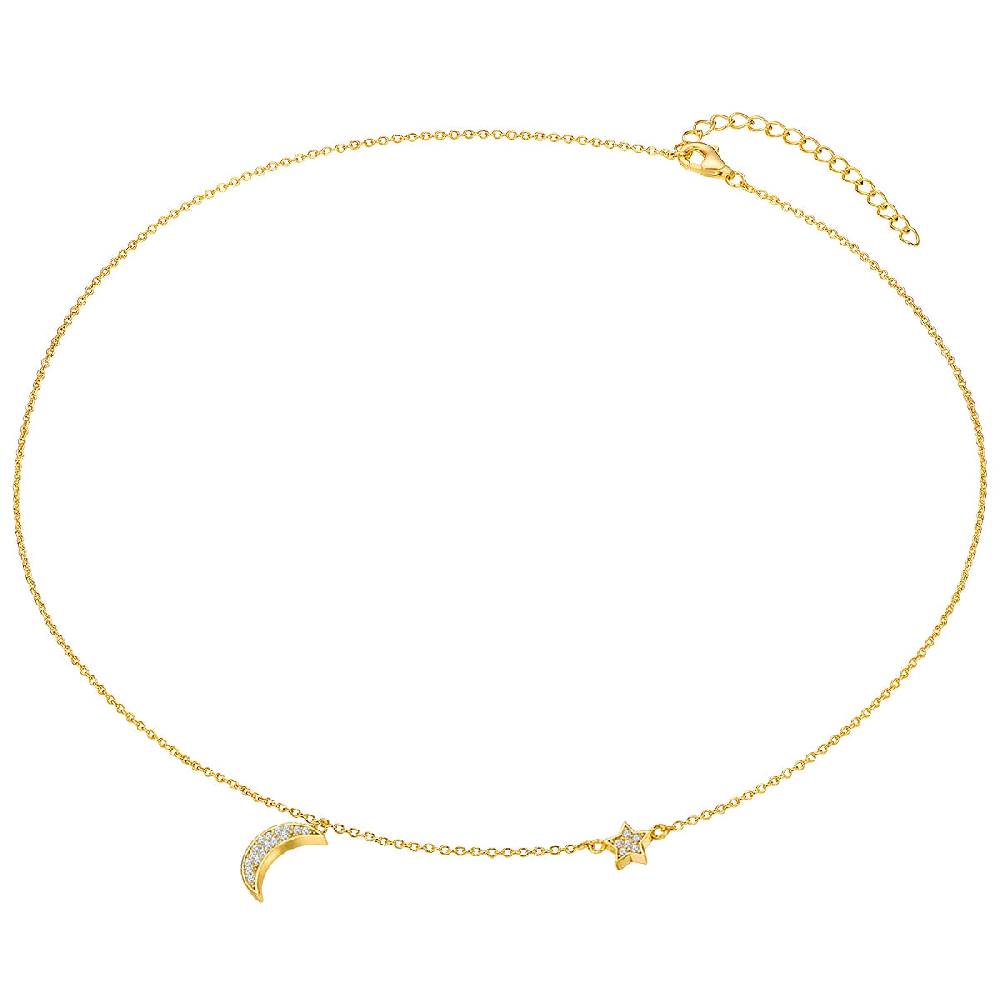 Rafaela Donata Kette mit Anhänger Sterling Silber gelbgold Zirkonia weiß 50% Rabatt mit kostenlosem Versand