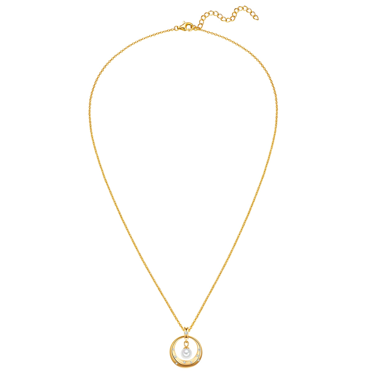 Rafaela Donata Kette mit Anhänger Sterling Silber gelbgold Muschelkernperle weiß Zirkonia weiß Rabatte dieses Monats