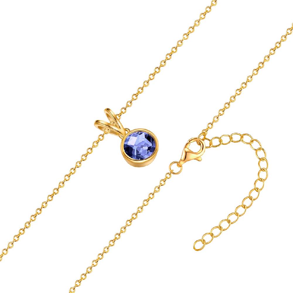 Rafaela Donata Kette mit Anhänger Sterling Silber gelbgold Tansanit blau im Angebot