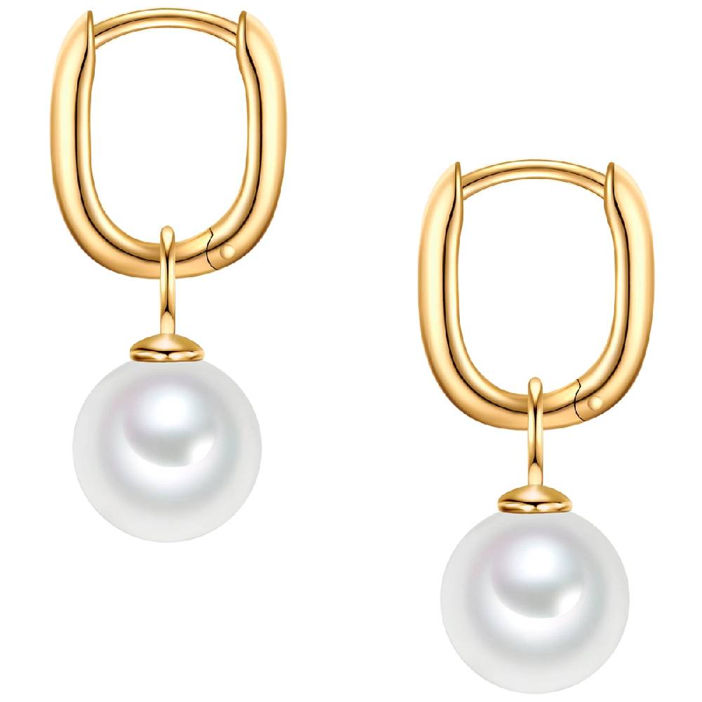 Rafaela Donata Creolen Sterling Silber gelbgold Zirkonia weiß Muschelkernperle weiß Muttertagsangebot