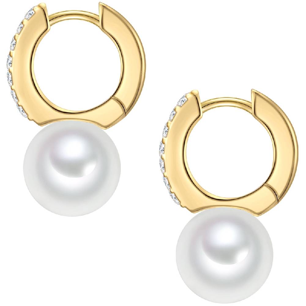 Rafaela Donata Creolen Sterling Silber gelbgold Südsee-Muschelkernperle weiß Zirkonia weiß Zeitbegrenzte Promotion