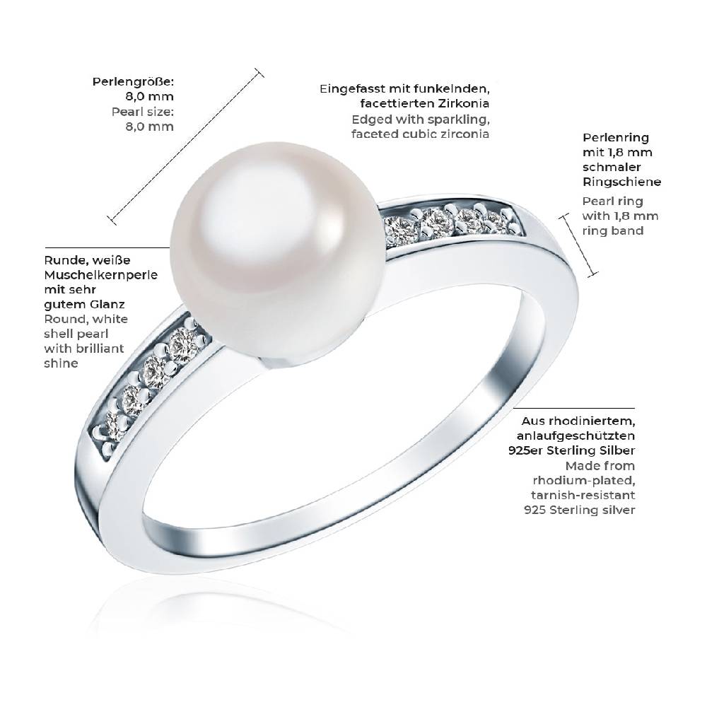 Rafaela Donata Ring Sterling Silber Südsee-Muschelkernperle weiß Zirkonia weiß Schlussverkauf