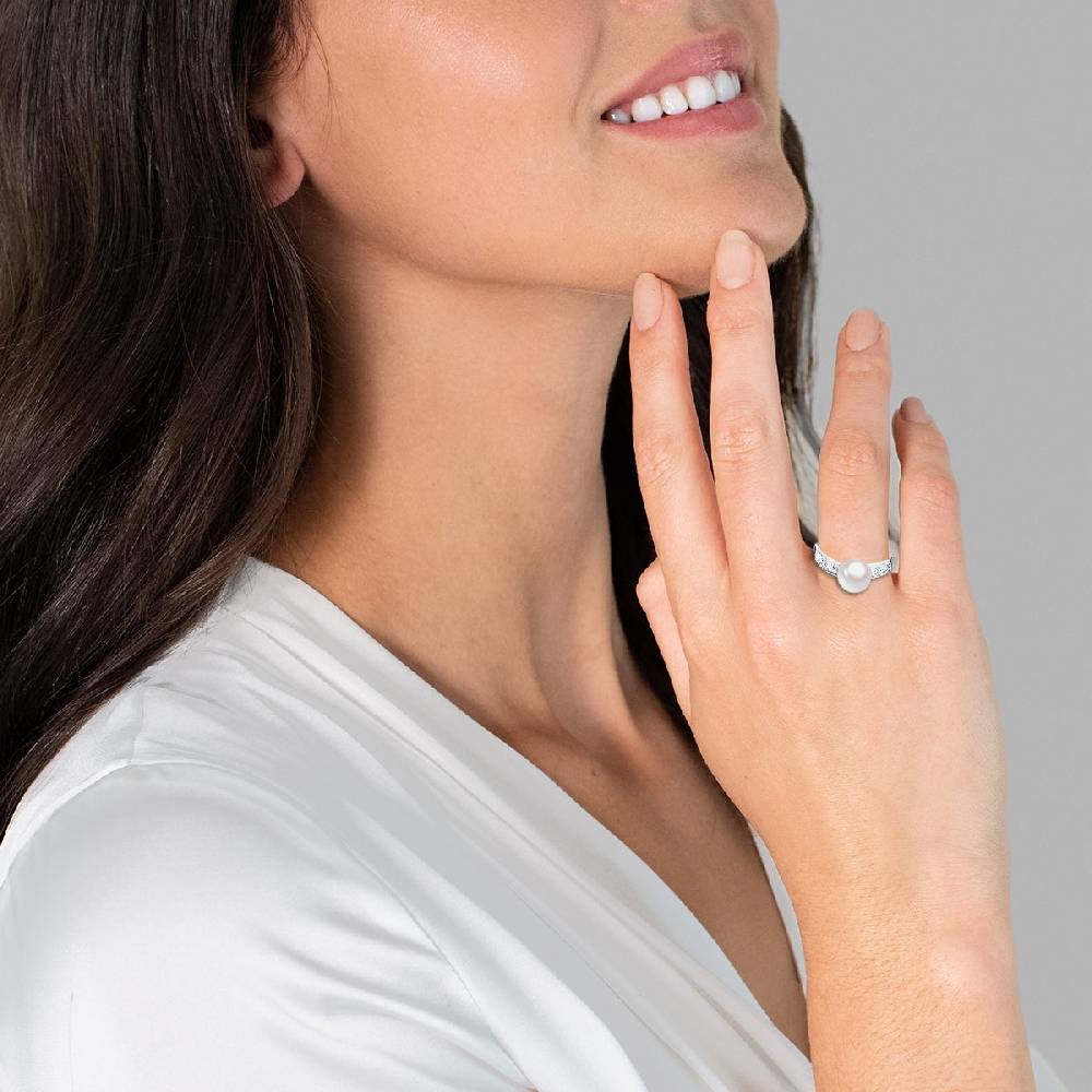Rafaela Donata Ring Sterling Silber Südsee-Muschelkernperle weiß Zirkonia weiß Schlussverkauf