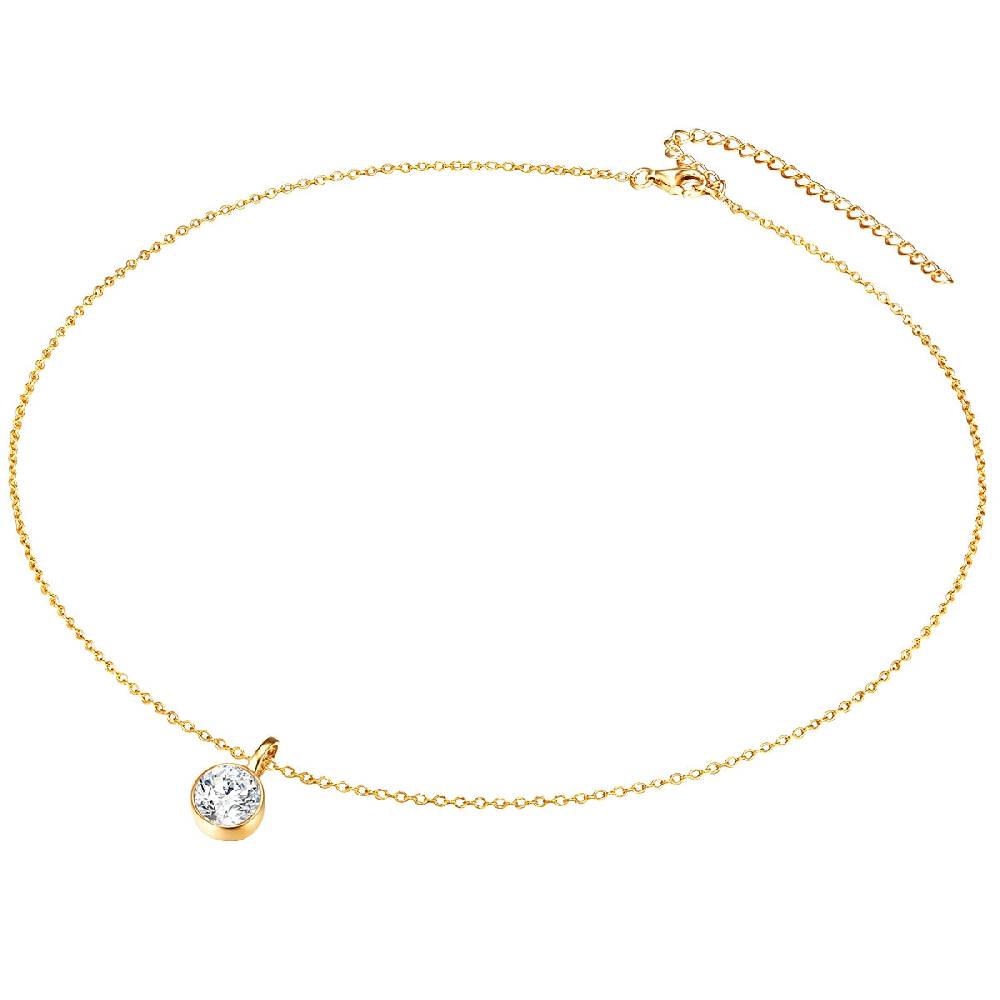Rafaela Donata Set (Kette+Ohrstecker) Sterling Silber gelbgold verziert mit Kristallen von Swarovski® weiß Weihnachtsangebot