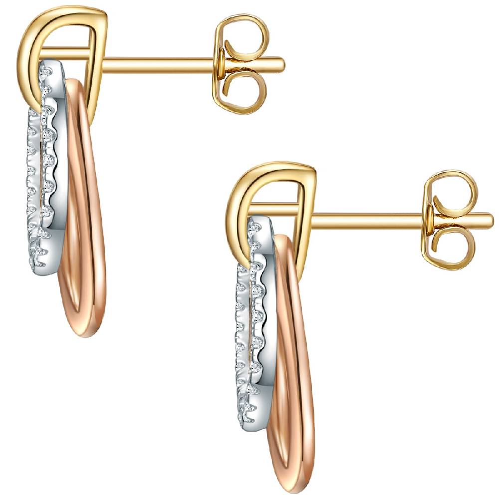Rafaela Donata Ohrstecker Sterling Silber tri-Color Zirkonia weiß Heißer Verkauf