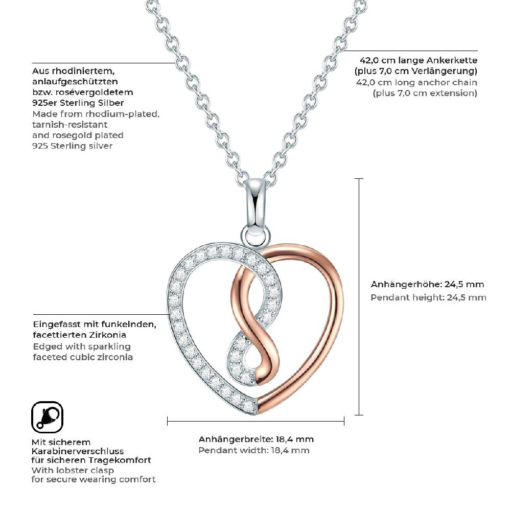 Rafaela Donata Kette mit Anhänger Sterling Silber bi-Color Zirkonia weiß zollfrei