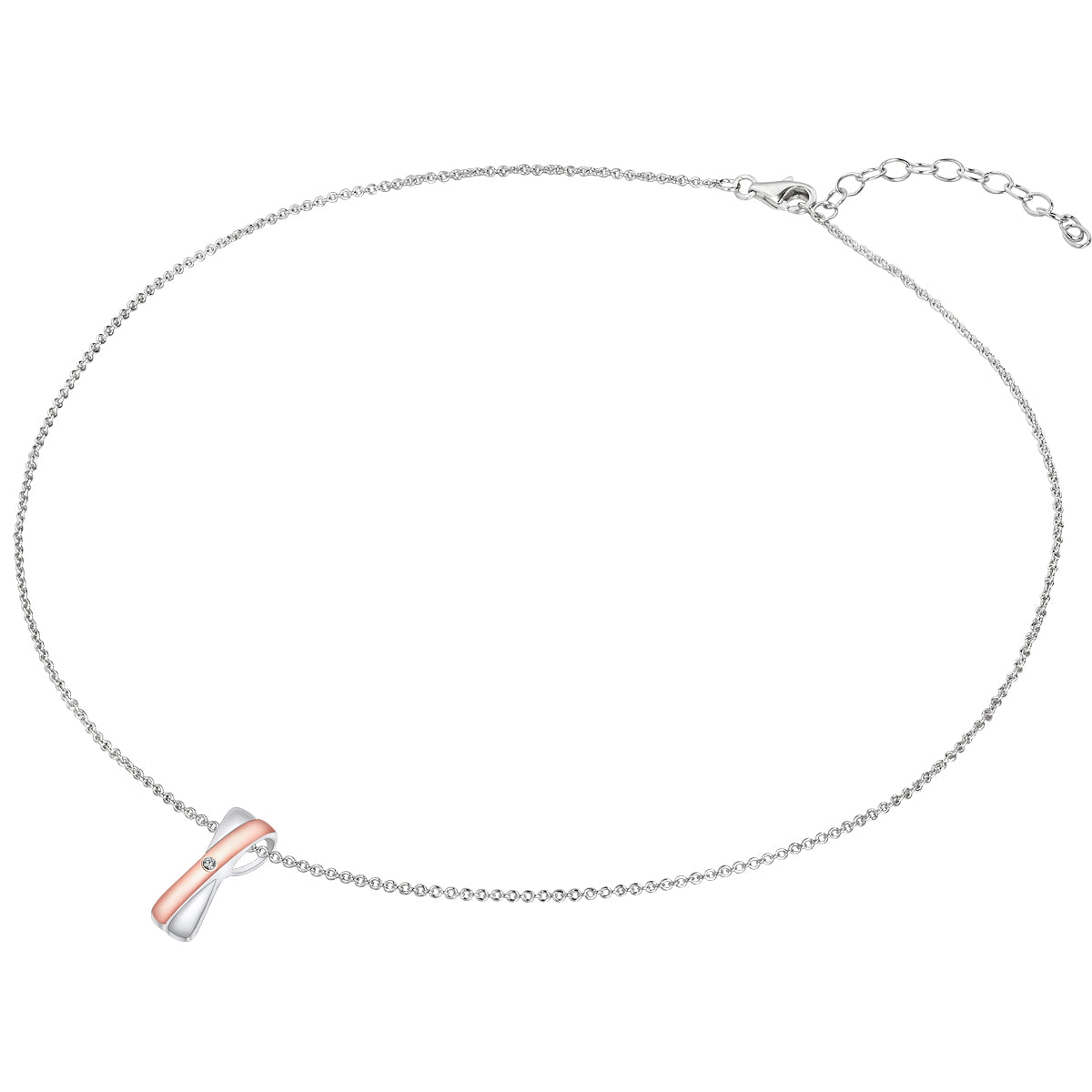 Rafaela Donata Kette mit Anhänger Sterling Silber bi-Color Diamant weiß Limitierter Zeitrabatt