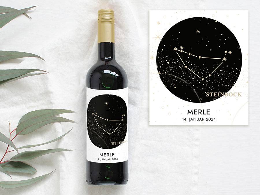 Renna Deluxe Personalisiertes Weinlabel mit Sternzeichen als Geschenk Top Angebot