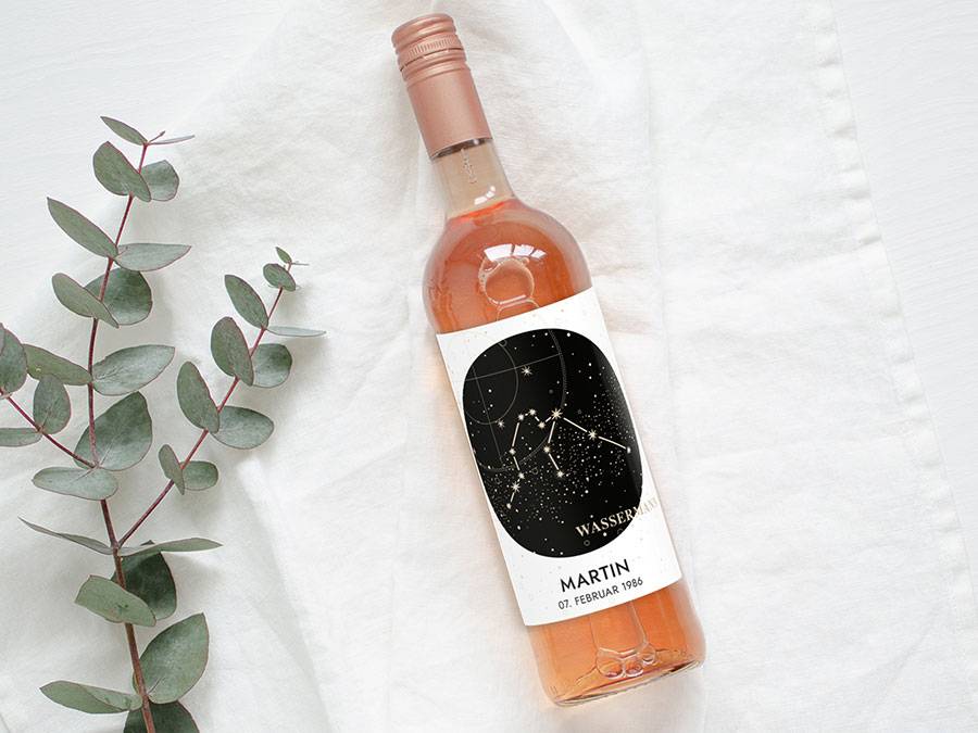 Renna Deluxe Personalisiertes Weinlabel mit Sternzeichen als Geschenk Top Angebot