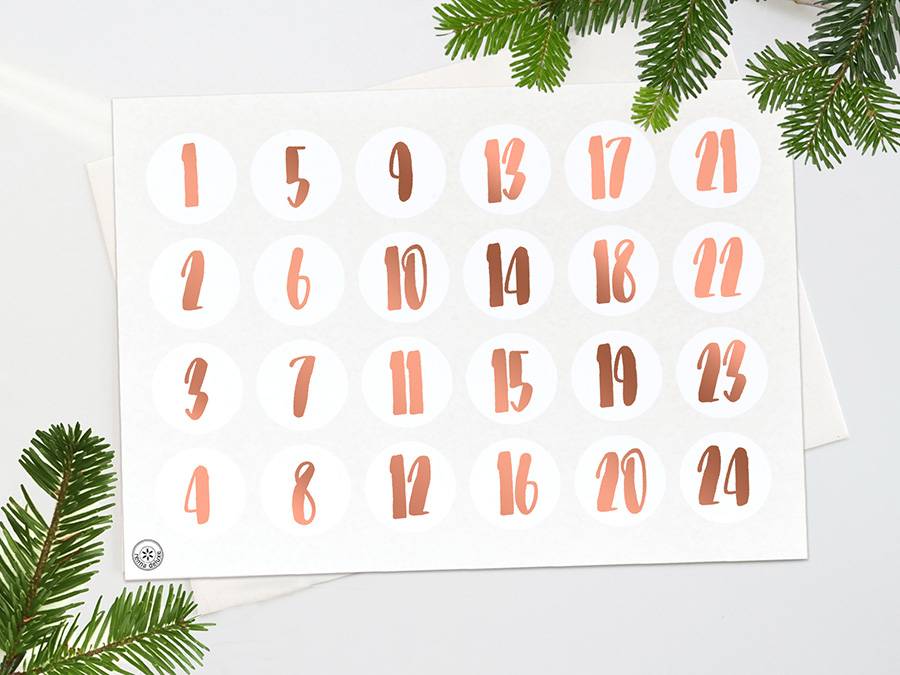 Renna Deluxe ADVENTSKALENDER Zahlen in KUPFER