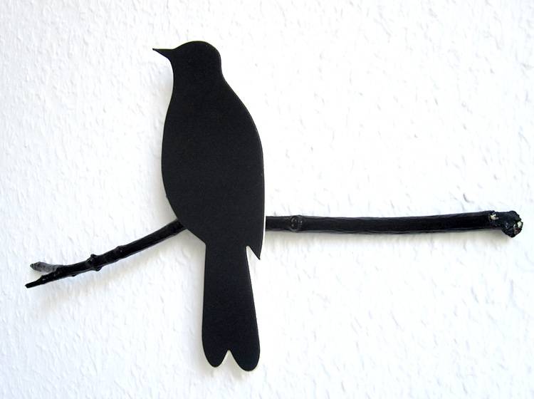 Renna Deluxe Amsel in Schwarz Wandobjekt Fabrik Onlineshop