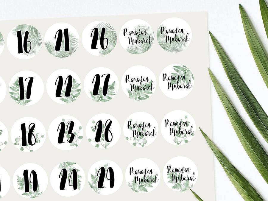 Renna Deluxe RAMADAN Kalender Zahlensticker mit schwarzen Tüten Exklusivangebot