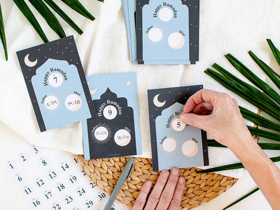 Renna Deluxe RAMADAN Kalender Karten für Sahur und Iftar Vierteljährliche Förderung