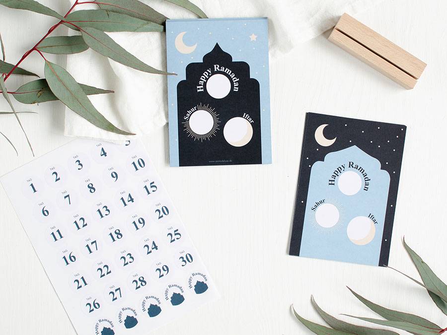 Renna Deluxe RAMADAN Kalender Karten für Sahur und Iftar Vierteljährliche Förderung