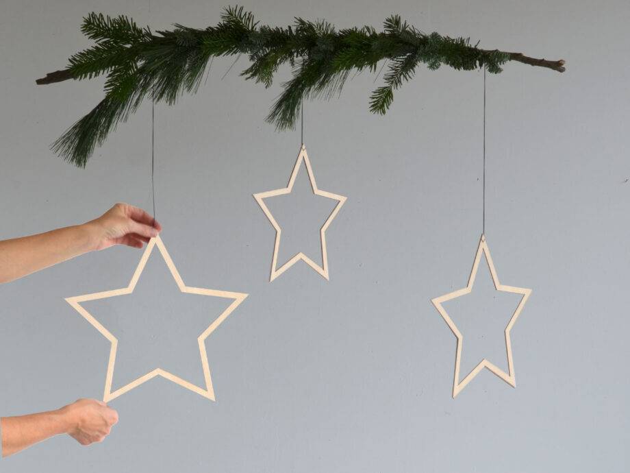 Renna Deluxe Große STERNE aus Holz 3er-Set